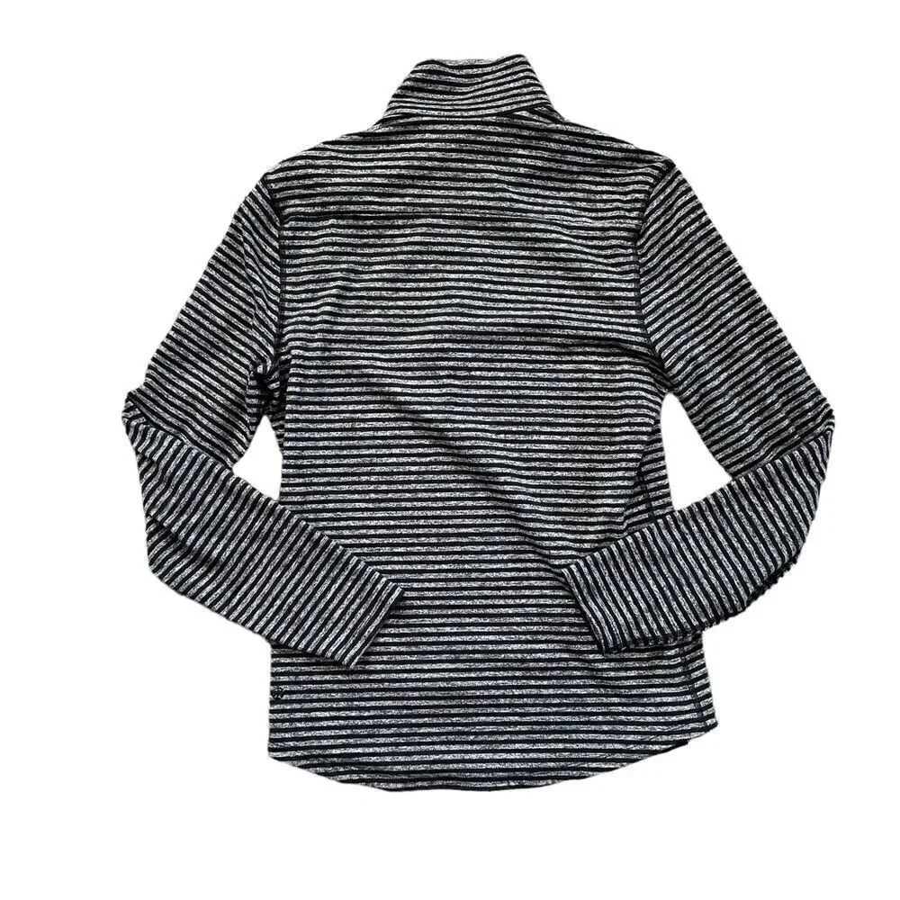 LULULEMON Men's Studio Half Zip Pullover Black White Striped Size Medium - Picture 4 of 8